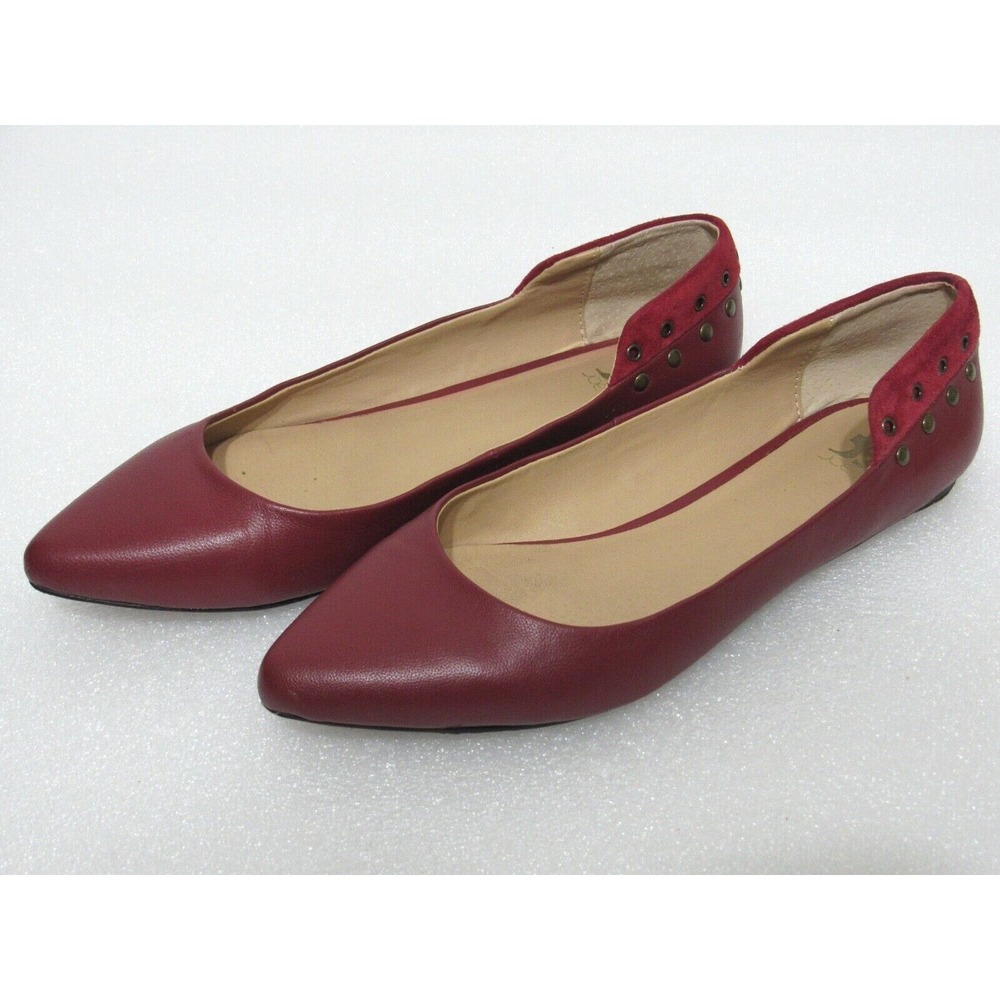 Joe's Jeans Shoes Stud Pointed Toe Slip On Flats Burgundy Red US 6.5